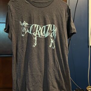 Gray Graphic T-Shirt with Donkey Print